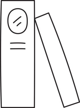 Basit bir çizim tarzında iki kitap birbirine yaslanıyor. Bir kitap dik dururken, diğeri hafifçe eğiliyor. Çizgi film vektör illüstrasyonu.