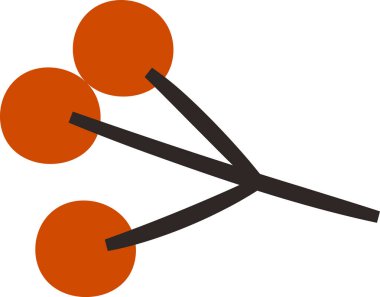Üç yuvarlak böğürtlenli bir dal, düz, geometrik tarzda. Basitleştirilmiş şekiller modern ve temiz bir görünüm yaratır. Çizgi film vektör illüstrasyonu.