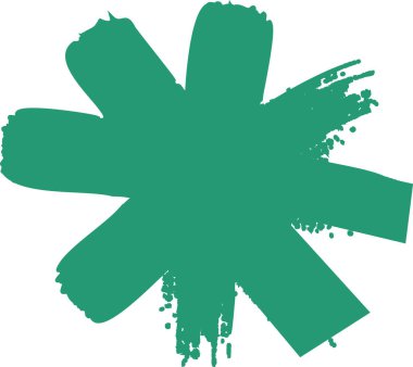 Kalın fırça darbeleri ve pürüzlü kenarlarla oluşturulmuş büyük bir yıldız şekli. Fırça izleri, dokulu detaylarla dinamik bir yıldız patlaması deseni oluşturuyor. Çizgi film vektör illüstrasyonu.