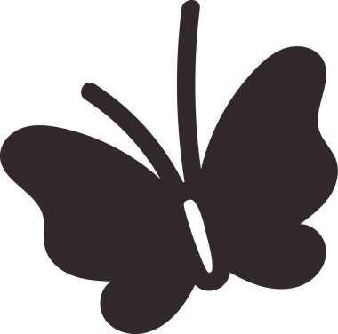 Yumuşak kıvrımlı ve kalın çizgileri olan bir kelebek silueti. Böceklerin ana hatları basit ve zariftir. Özünü yakalar. Çizgi film vektör illüstrasyonu.