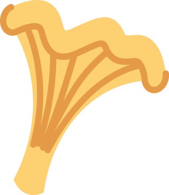 Çizgi film tarzında dalgalı kenarlı Chanterelle mantarı. Resimde kıvrımlı çizgileri olan stilize edilmiş bir mantar tasvir ediliyor. Çizgi film vektör illüstrasyonu.