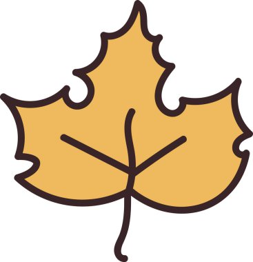 Kalın hatları ve pürüzsüz kenarları olan stilize bir akçaağaç yaprağı. Yaprak, karakteristik şekli üzerine odaklanmış basit bir tasarıma sahiptir. Çizgi film vektör illüstrasyonu.