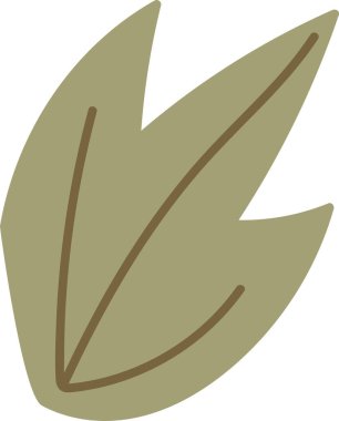 Çizgi film tarzında kalın hatları olan stilize bir yaprak. Yaprak basit şekiller ve kalın çizgiler içerir. Çizgi film vektör illüstrasyonu.