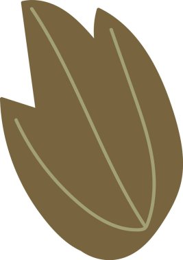 Çizgi film tarzında cesur hatları ve basit şekilleri olan stilize edilmiş bir yaprak. Yaprak tasarımı temiz çizgiler ve minimalist bir yaklaşım içerir. Çizgi film vektör illüstrasyonu.