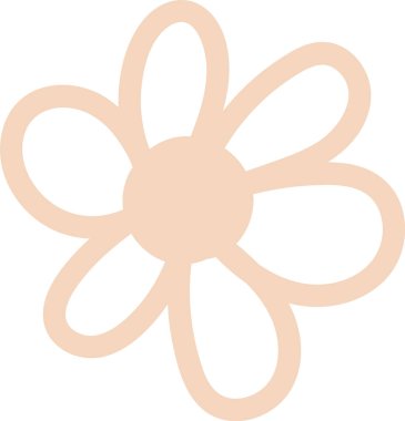 Kalın çizgilerle çizilmiş altı yapraklı bir çiçek. Yapraklar yuvarlak ve dairesel bir merkeze bağlı. Çizgi film vektör illüstrasyonu.