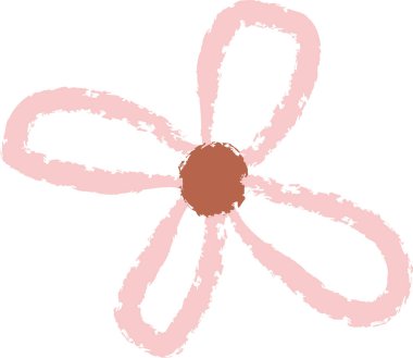 Beş yapraklı bir çiçek ve elle çizilmiş desenli bir çiçek. Yapraklar kabaca kabataslak bir şekilde çizilmiş. Çizgi film vektör illüstrasyonu.