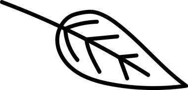 Çizgi film tarzında tek bir yaprak, kalın bir hatları ve görünür damarları var. Yaprak, temiz çizgiler ve en az ayrıntıyla tasvir edilir. Çizgi film vektör illüstrasyonu.