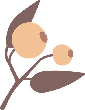 Yapraklar ve yuvarlak böğürtlenler düz bir şekilde tasvir edilir. Meyveli basit bir filiz minimalist bir yaklaşımla gösterilir. Çizgi film vektör illüstrasyonu