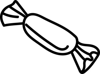 Basit bir taslak tarzı olan koyu siyah çizgilerle çizilmiş bir şeker. Tatlı ikram, net hatlar ve en az ayrıntıyla tasvir edilir. Çizgi film vektör illüstrasyonu.