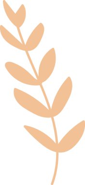 Birden fazla yaprağı olan tek bir gövde düz, grafik bir şekilde tasvir edilir. Botanik motifinde ovat yapraklı ince bir dal sergileniyor. Çizgi film vektör illüstrasyonu