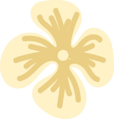 Çiçek tomurcuğu, elle çizilmiş organik çizgilerle bir çizgi film tarzında tasvir edilir. Çiçek görüntüsü, botanik grafik olarak sunulan merkezi bir çekirdeği ve yayılan yaprakları gösteriyor. Çizgi film vektör illüstrasyonu