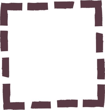 Kare bir çerçeve, kaba kenarları elle çizilmiş. Dengesiz sınır kırsal bir görünüm yaratıyor. Çizgi film vektör illüstrasyonu.