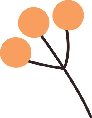 Basit bir şekilde çizilmiş üç yuvarlak böğürtlenli bir dal. Resimde temiz çizgiler ve geometrik şekiller yer alıyor. Çizgi film vektör illüstrasyonu.