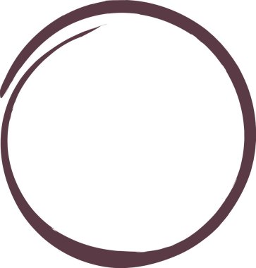 Tek bir kalın fırça darbesi dinamik ve düzensiz bir çizgiyle bir çember oluşturur. Dairesel şekil akışkan, sanatsal fırça stilinde yaratılmış. Çizgi film vektör illüstrasyonu.