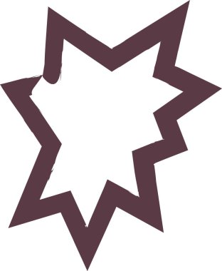 Sivri uçlu, sert çizim tarzında keskin kenarlı bir yıldız patlaması şekli. Düzensiz yıldız formu sivri uçlara ve düzensiz çizgilere sahiptir. Çizgi film vektör illüstrasyonu.