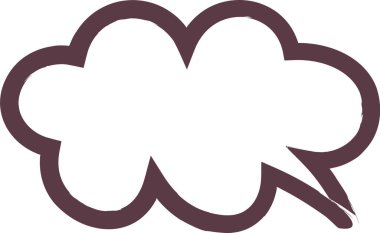 Elle çizilmiş cesur bir hatla buluta benzeyen bir konuşma balonu. Taslak, yazı için kuyruğu olan kabarık bir bulut oluşturuyor. Çizgi film vektör illüstrasyonu.