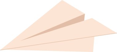 Keskin çizgileri ve açıları olan temiz geometrik tarzda kağıt bir uçak. Basit form aerodinamik şeklini vurgular. Çizgi film vektör illüstrasyonu.