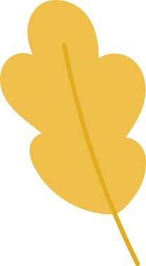 Düz kıvrımlı ve merkezi damarlı soyut bir meşe yaprağı. Yaprak minimalist bir yaklaşım ve temiz çizgilerle tasvir edilir. Çizgi film vektör illüstrasyonu.