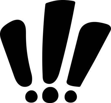 Dinamik bir düzende yuvarlak noktalı üç kalın ünlem işareti. İşaretler çarpıcı ve enerjik bir bileşime göre düzenlenmiş. Çizgi film vektör illüstrasyonu.