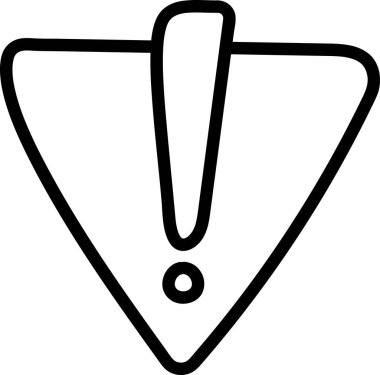 Kalın çizgilerle çizilmiş bir üçgenin içinde ünlem işareti. Sembol basit ve temiz bir şekilde özetlenmiştir. Çizgi film vektör illüstrasyonu.