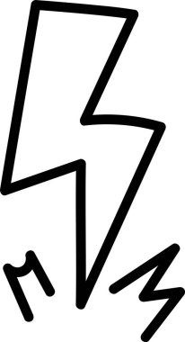 Çizim tarzında sivri kenarları olan cesur bir yıldırım. Çizimde keskin açılar ve dinamik çizgiler yer alıyor. Çizgi film vektör illüstrasyonu.