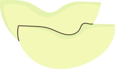 Soyut avokado dilimleri düz çizgiler ve akışkan şekillerle tasvir edilir. Eğri biçimler meyvenin modern bir temsilini yaratır. Çizgi film vektör illüstrasyonu.