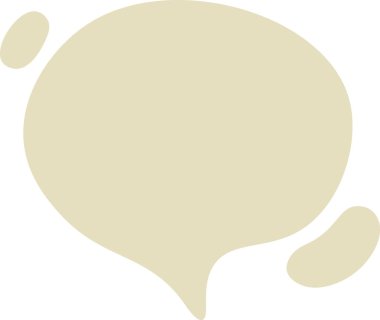 Yuvarlak kenarları ve pürüzsüz kıvrımları olan soyut bir konuşma balonu. Şekil, daha küçük elementlerle çevrili büyük bir merkezi forma sahiptir. Çizgi film vektör illüstrasyonu.