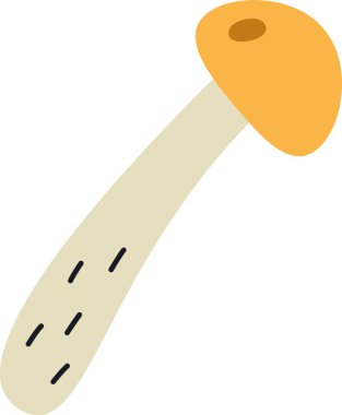 Uzun saplı ve yuvarlak şapkalı düz bir mantar. Mantar basit çizgiler ve en az ayrıntıyla tasvir edilir. Çizgi film vektör illüstrasyonu.