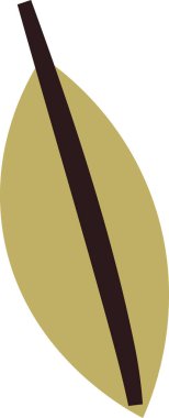 Basit bir yaprak şekli. Düz ve soyut bir çizgide koyu bir çizgi. Resimde, üzerinde belirgin bir şerit bulunan stilize bir yaprak tasvir ediliyor. Çizgi film vektör illüstrasyonu.