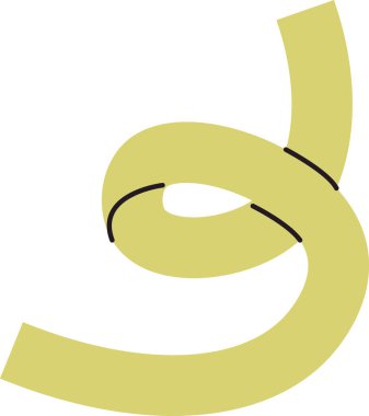 Basit bir şekilde kıvrımları düzgün bir döngü oluşturan bükülmüş bir kurdele. Döngülü bant, nazik kıvrımlar ve temiz bir görünüme sahip soyut bir şekil yaratıyor. Çizgi film vektör illüstrasyonu.