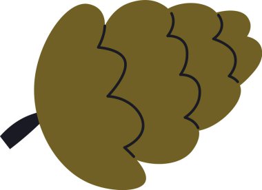 Cesur hatları ve düzgün şekilleri olan soyut bir çam kozalağı. Bu resim modern bir sanat tarzında stilize edilmiş bir tohum yapısını tasvir eder. Çizgi film vektör illüstrasyonu.