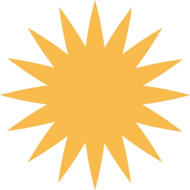 Keskin, sivri uçlu, vektör biçiminde bir güneş patlaması. Dizayn uzamış sivri uçlu simetrik bir yıldıza benziyor. Çizgi film vektör illüstrasyonu.