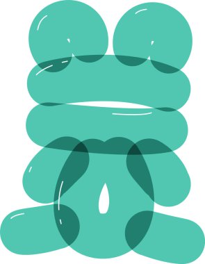 Parlak röfleli ve yuvarlak şekilli balona benzeyen soyut bir şekil. Tasarım şişirilmiş bölümlerden yapılmış bir hayvan figürüne benziyor. Çizgi film vektör illüstrasyonu.