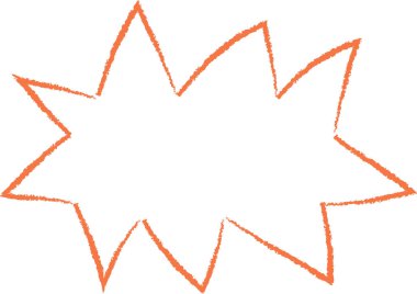 Elle çizilmiş pürüzlü kenarları olan pürüzlü bir yıldız patlaması konuşma balonu. Dikenli dış hat dinamik ve enerjik bir etki yaratıyor. Çizgi film vektör illüstrasyonu.