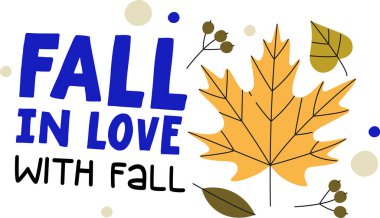 Sonbahar yaprakları ve neşeli bir kompozisyonda böğürtlen içeren cesur bir metin. 