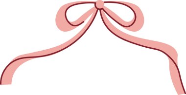 Yumuşak ve zarif kuyruklu narin bir kurdele yayı. Fiyonklar zarif döngüler ve kıvrımlar karmaşıklık hissi yaratıyor. Çizgi film vektör illüstrasyonu.