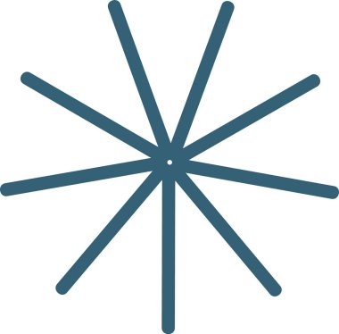 Sekiz simetrik çizgisi olan, temiz bir stile sahip geometrik bir kar tanesi. Kar tanesinin merkezi bir noktadan yayılan düz çizgileri vardır. Çizgi film vektör illüstrasyonu.