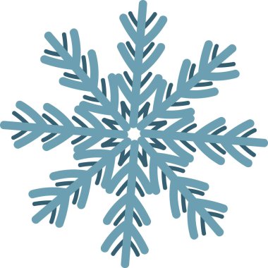 Simetrik dalları temiz bir şekilde olan detaylı bir geometrik kar tanesi. Karmaşık tasarım, yıldız benzeri şekiller oluşturan keskin çizgiler sergiliyor. Çizgi film vektör illüstrasyonu.