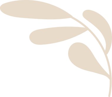 Düzgün vektör tarzında pürüzsüz yaprakları olan stilize bir dal. Tasarım basit bir botanik motifi oluşturan organik şekiller içeriyor. Çizgi film vektör illüstrasyonu.