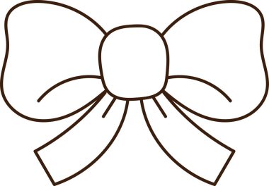 Dekoratif yay ve kuyruklu basit bir çizgi. Yay, temiz ve minimal bir şekilde tasvir edilmiştir. Çizgi film vektör illüstrasyonu.