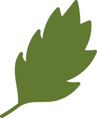 Temiz vektör tarzında pürüzsüz kenarları olan tek bir yaprak silueti. Yaprak şekli kalın ve belirgin, basitlik ve berraklığı vurguluyor. Çizgi film vektör illüstrasyonu.