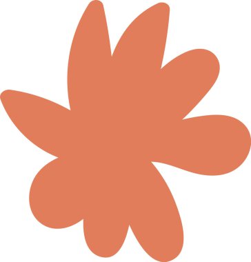 Düz kenarlı, yuvarlak kenarlı, soyut bir çiçek şekli. Tasarım, üst üste binen taç yapraklarıyla stilize edilmiş bir çiçeğe benziyor. Çizgi film vektör illüstrasyonu.