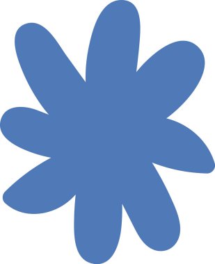 Yuvarlak taç yaprakları cesur bir şekilde soyut bir çiçek şekli. Tasarım düz kıvrımlı basit bir çiçek şeklini içeriyor. Çizgi film vektör illüstrasyonu.