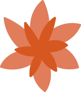 Üstüste binen yaprakları geometrik tarzda olan simetrik bir çiçek. Tasarım, yıldız benzeri bir çiçek motifi oluşturan katmanlı şekiller içerir. Çizgi film vektör illüstrasyonu.