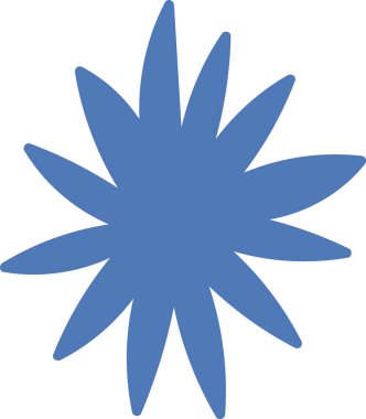 Sivri yapraklı, dairesel desenli stilize bir çiçek. Tasarım keskin kenarlara ve simetrik bir düzene sahip. Çizgi film vektör illüstrasyonu.