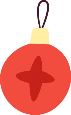 Düz bir şekilde çapraz desenli şenlikli bir süs. Dekorasyon bir döngü ile asılı ve basit bir geometrik motif içeriyor. Çizgi film vektör illüstrasyonu.