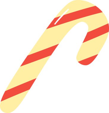 Çapraz çizgili, düz ve temiz bir şeker kamışı. Kavisli tatlı çubuk kalın çizgiler ve pürüzsüz gölgelerle tasvir edilir. Çizgi film vektör illüstrasyonu.