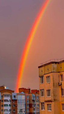 rainbow in the city of trieste, italy