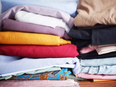 Clothes folded in the closet