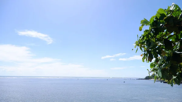 Turquoise water, white waves, blue sky, Green tree, White sand, Beautiful beach,and beautiful Island, Sayang heulang Garut, Panoramic view